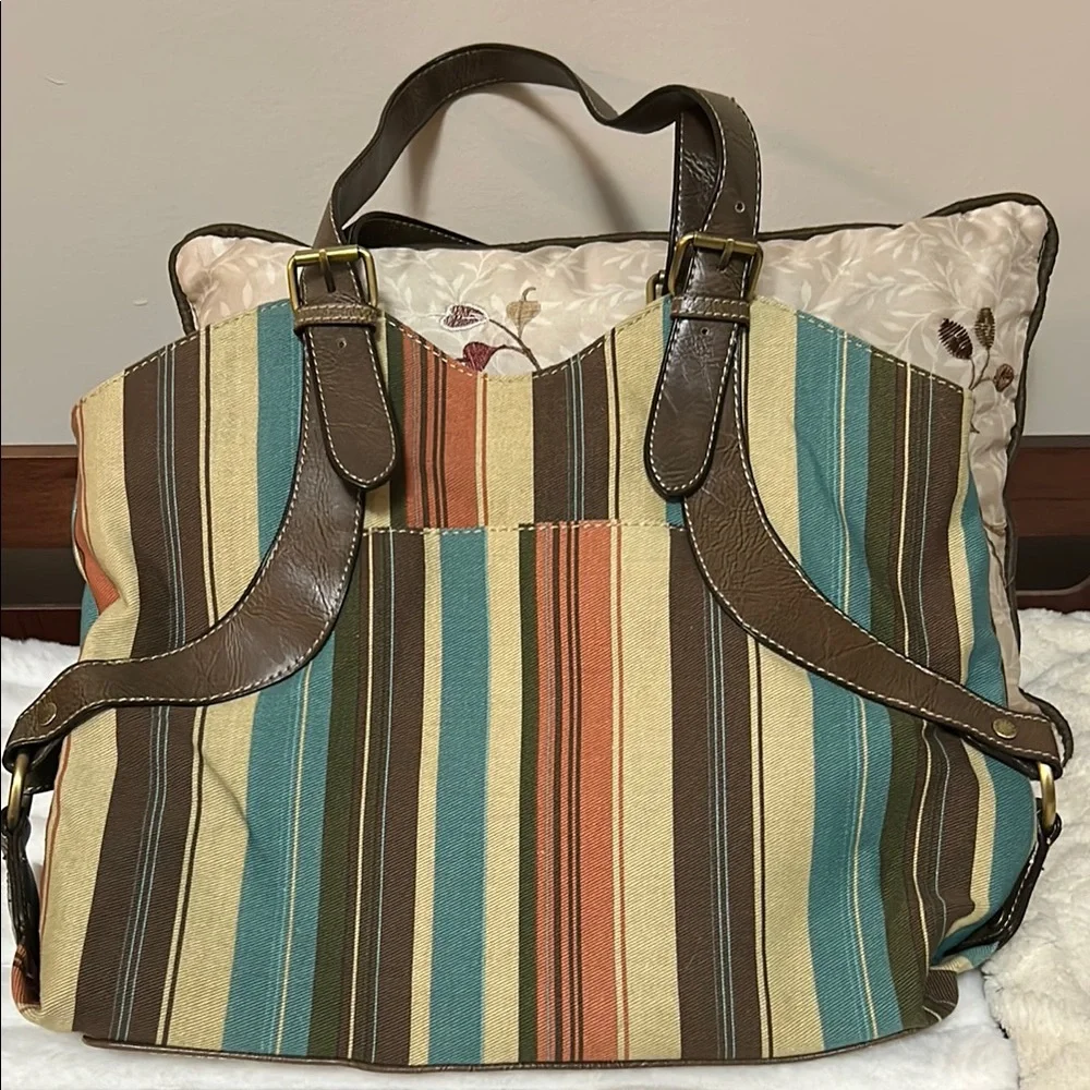 Caribbean Joe Striped Tote Bag EUC - Picture 6 of 12